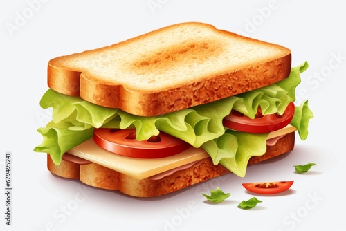 Sandwich isolated on white background. Illustration