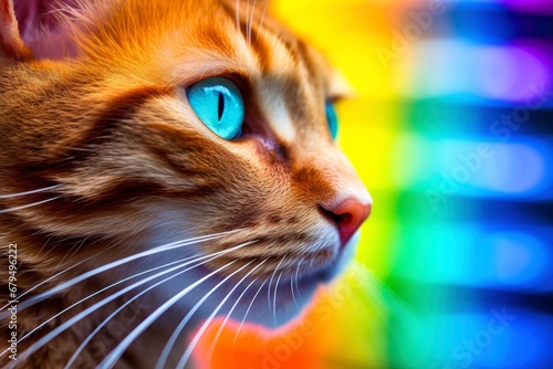 Close-up of cute cat gazing at something with beautiful bokeh background © AITTHIPHONG