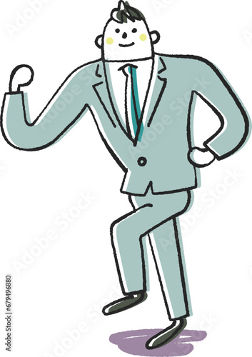 走るビジネスパーソン　イラスト素材
