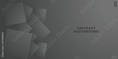 Abstract gray gradient geometric rectangle overlapping layered background. Modern dark gray metallic wide banner with space for text. Suitable for covers, posters, headers, web, flyers