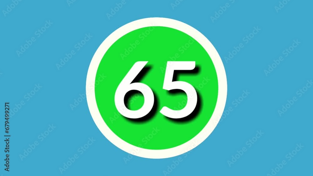 Number 65 sixty five sign symbol animation motion graphics on green sphere on blue background,4k cartoon video number for video elements Number 65 sixty five sign symbol animation motion graphics on green sphere on blue background,4k cartoon video number for video elements