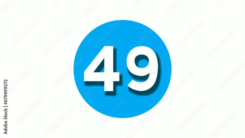Number 49 forty nine sign symbol animation motion graphics on blue circle white background,cartoon video number for video elements Number 49 forty nine sign symbol animation motion graphics on blue circle white background,cartoon video number for video elements