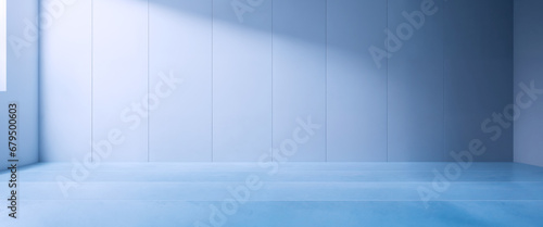 広い青い部屋。窓、グラデーション、光、アンビエント