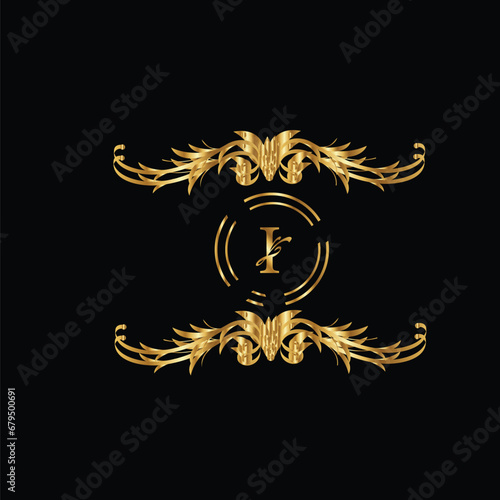 monogram latter logo design with golden color