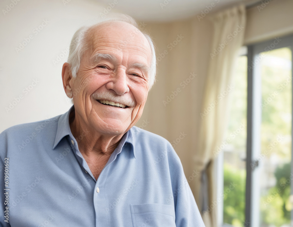 Smiling Elderly Man for Healthy Lifestyle, Happy Retirement, and Nursing Home Concept Smiling Elderly Man for Healthy Lifestyle, Happy Retirement, and Nursing Home Concept