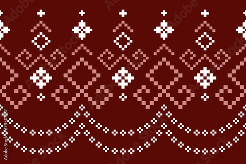 Red traditional ethnic pattern paisley flower Ikat background abstract Aztec African Indonesian Indian seamless pattern for fabric print cloth dress carpet curtains and sarong