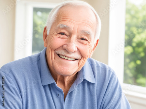Smiling Elderly Man for Healthy Lifestyle, Happy Retirement, and Nursing Home Concept