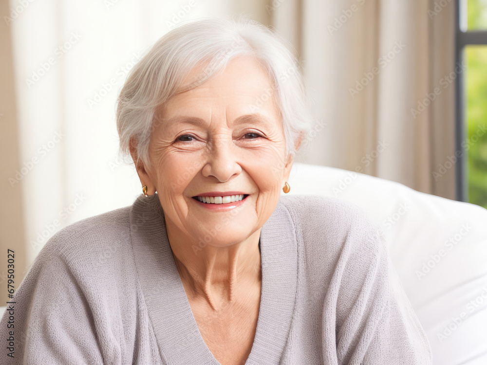 Laughing Elderly Woman for Dental, Healthy Lifestyle, Mental Wellness and Nursing Home Concept Laughing Elderly Woman for Dental, Healthy Lifestyle, Mental Wellness and Nursing Home Concept