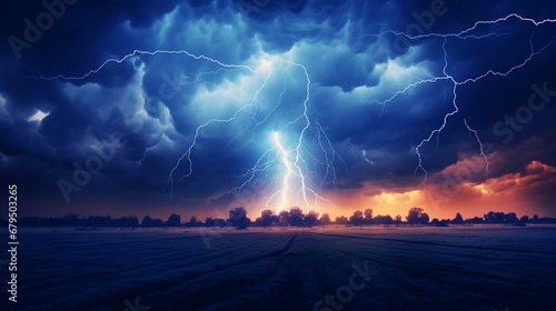 a powerful lightning storm an unreal night sky