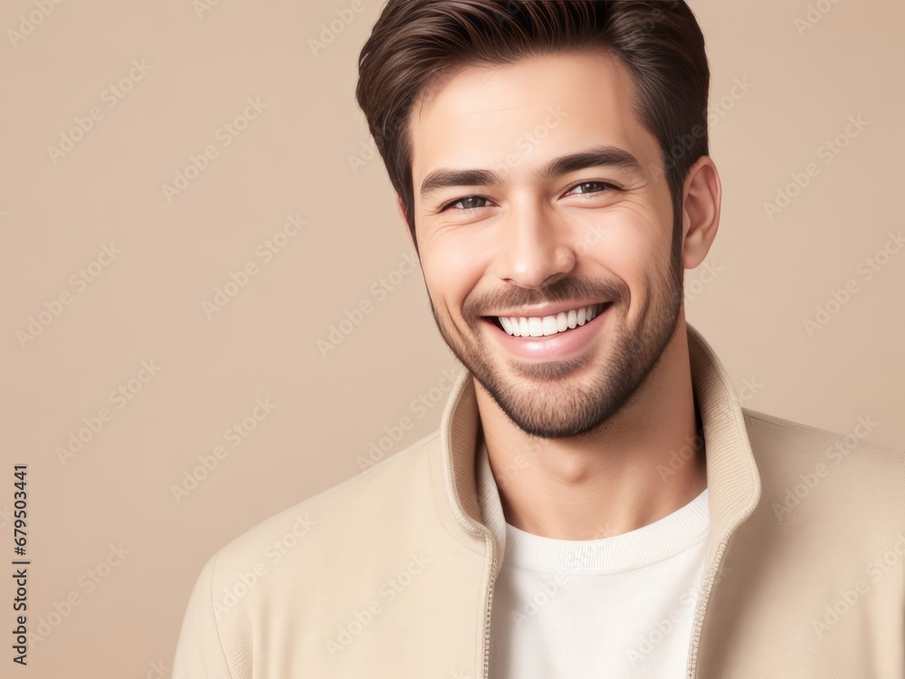 Obraz premium Smiling Man for Facial, Dental, and Hair Care Advertorial
