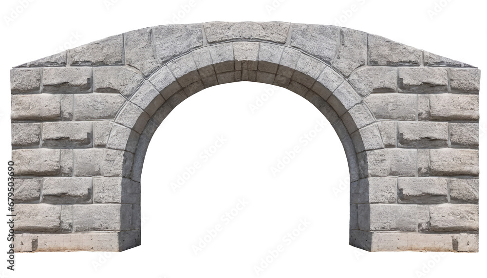 old stone arch isolated on a transparent background . cutout or clipping path.	