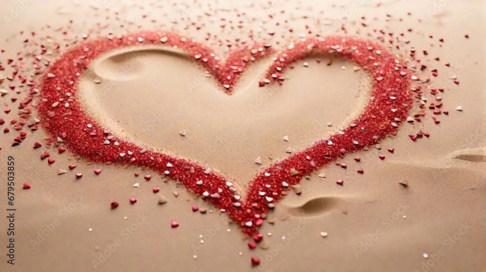 sprinkled sand heart happy valentines day