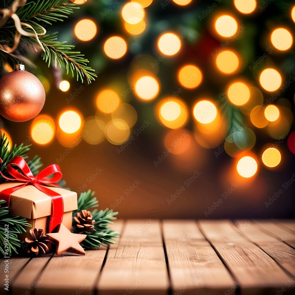christmas tree and gift box, Christmas background 