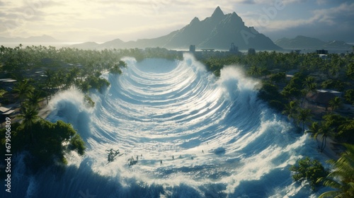 A virtual tsunami rushes towards an island, testing the resilience of digital infrastructure