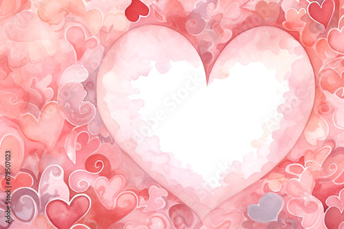 Watercolor Love Symphony: Gentle Pink-Purple Website Background Adorned with Watercolor Hearts, Creating a Dreamy and Romantic Atmosphere, Ideal for a Valentine's Day Greeting Card 
