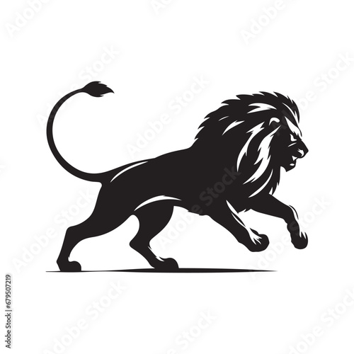 Minimal Lion Attacking Silhouette - A Simplified Yet Powerful Image Portraying the Essence of a Lion s Aggressive Stance in a Minimalist Style