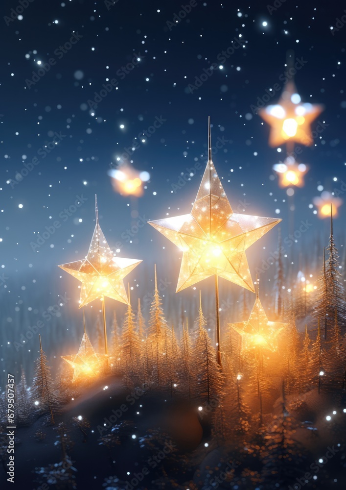 Festive star christmas holiday december winter decoration tree background card white celebration snow light