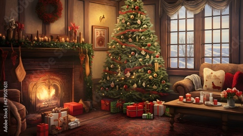 A cozy, festive Christmas scene