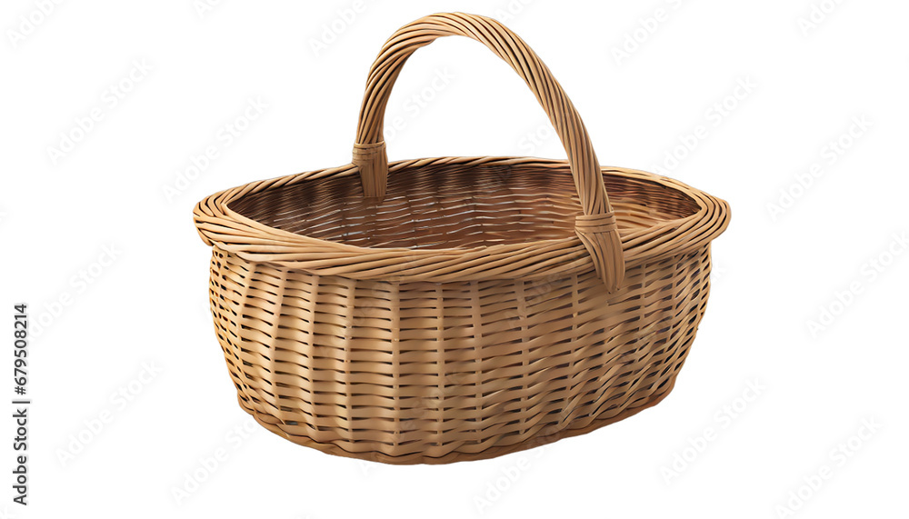 Obraz premium Empty wicker basket Transparent Background
