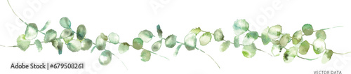 水彩画。水彩タッチの植物フレーム。草木のナチュラル装飾枠。ベクターイラスト。Watercolor painting. Plant frame with watercolor touch. Natural decorative frame of plants and trees. Vector illustration.