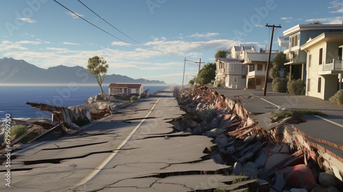an earthquake shaking a virtual coastal town