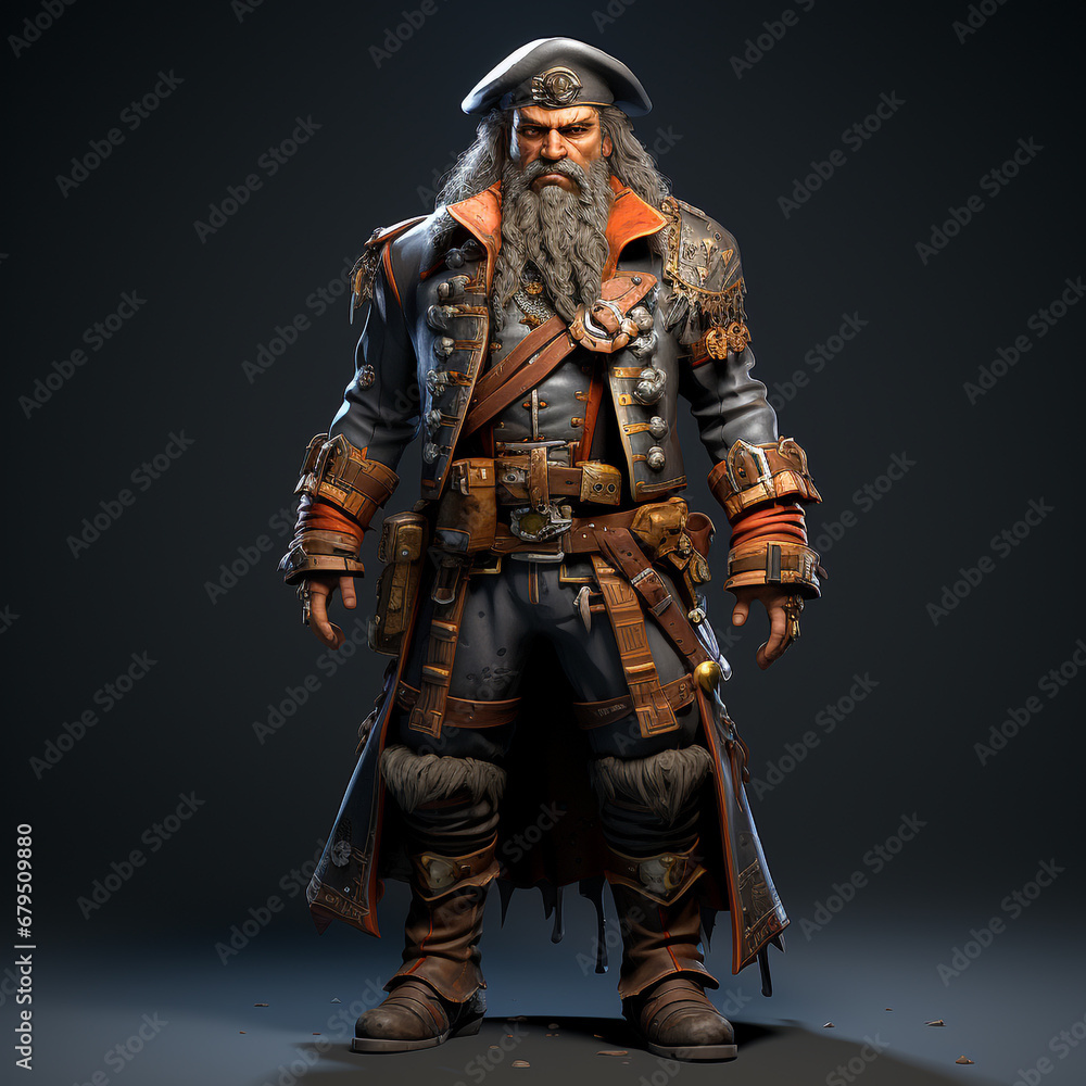 Fototapeta premium 3D cartoon of a pirate