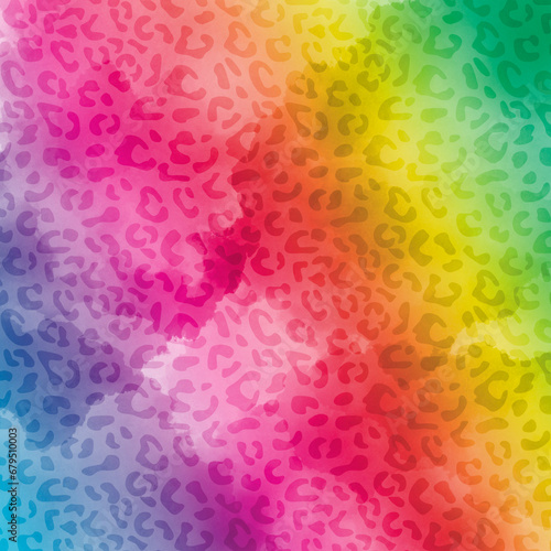 Leopard Print Rainbow Safari Image - Animal Print Background Design
