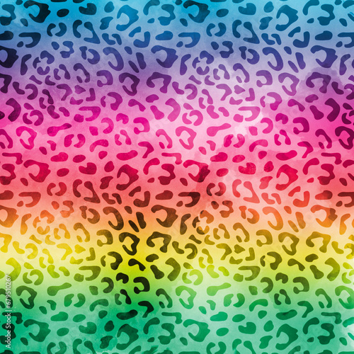 Rainbow Leopard Print Design - Multicolour Safari Animal Print Image