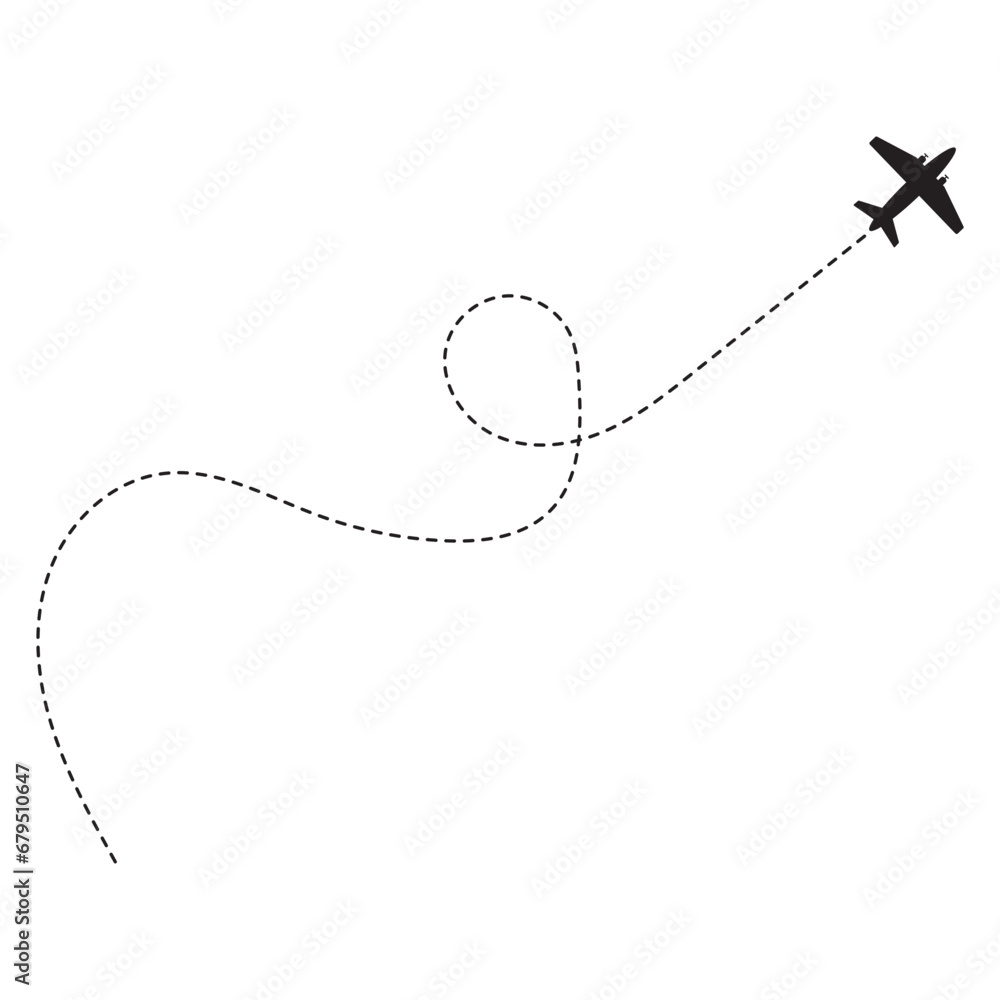 Airplane Travel Path Silhouette With Flat Design. Vector illustration. Airplane Travel Path Silhouette With Flat Design. Vector illustration.