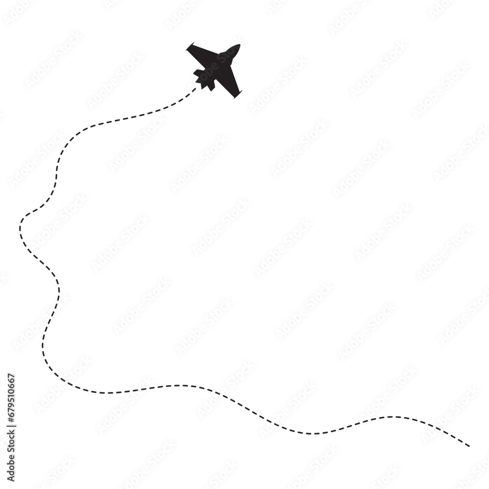 Airplane Travel Path Silhouette With Flat Design. Vector illustration. Airplane Travel Path Silhouette With Flat Design. Vector illustration.