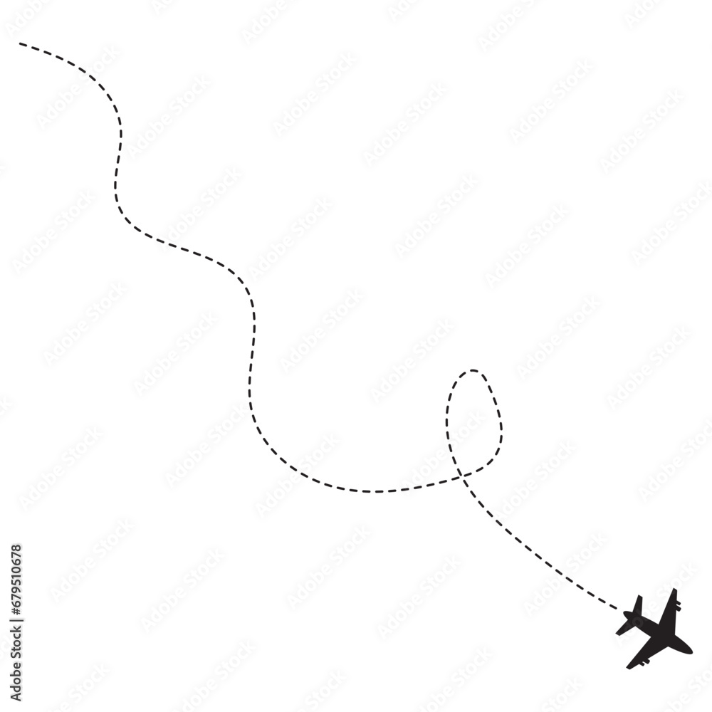 Airplane Travel Path Silhouette With Flat Design. Vector illustration. Airplane Travel Path Silhouette With Flat Design. Vector illustration.