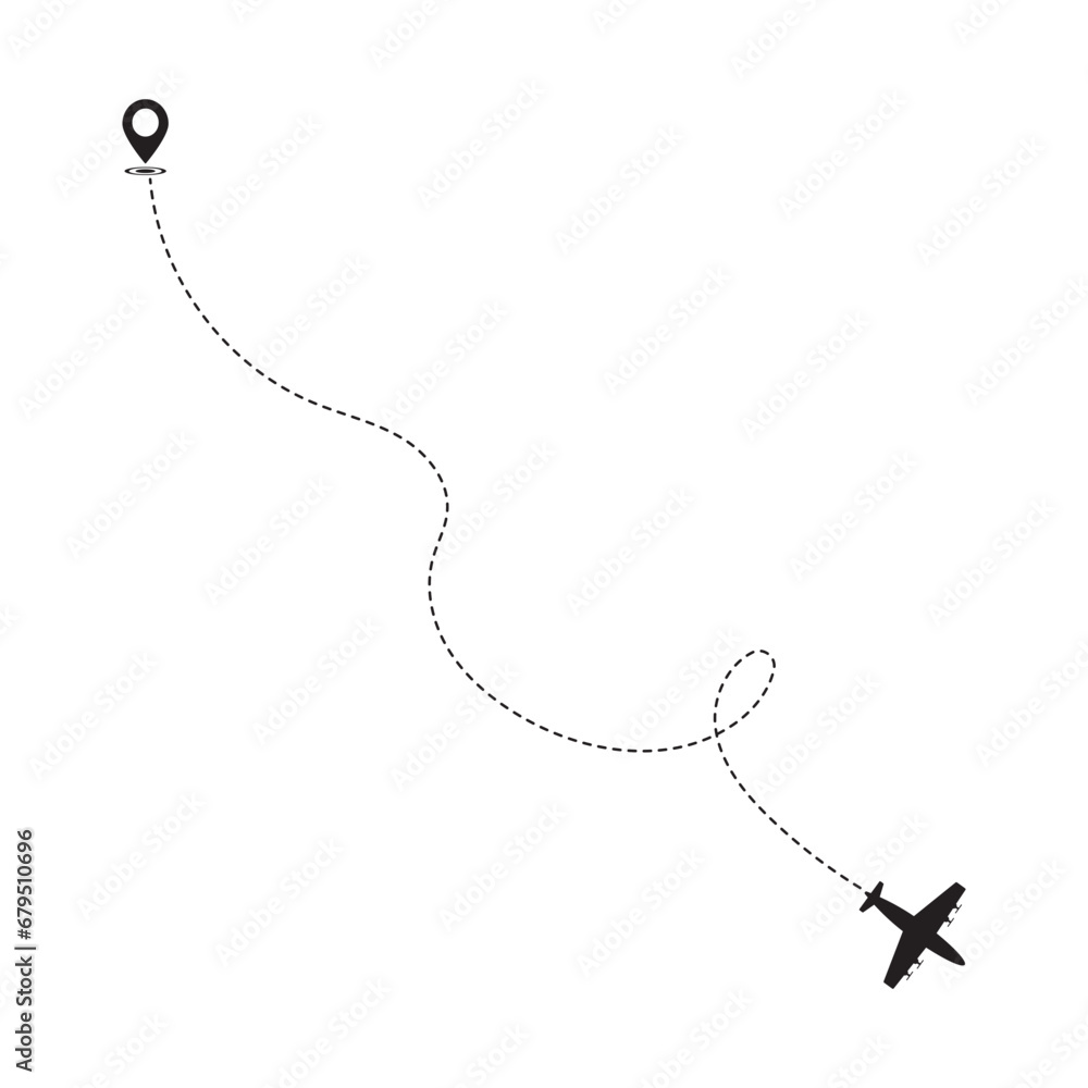 Airplane Travel Path Silhouette With Flat Design. Vector illustration. Airplane Travel Path Silhouette With Flat Design. Vector illustration.
