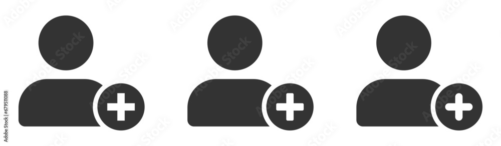 Simple add user flat vector icons collection Simple add user flat vector icons collection