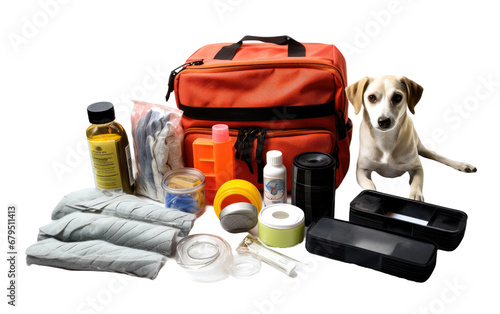 Essential Pet Survival Kit On Isolated Background photo