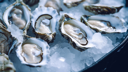 Delicious Raw Oysters Served on Ice