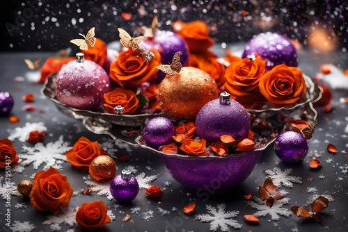  A Winter Wonderland of Passion  featuring Red Roses  Green Roses  Pink Roses  and Enigmatic Black Roses  Sprinkled upon Glistening Snow  Beside Bottles of Scarlet Perfumes  and Nestled alongside a Bl