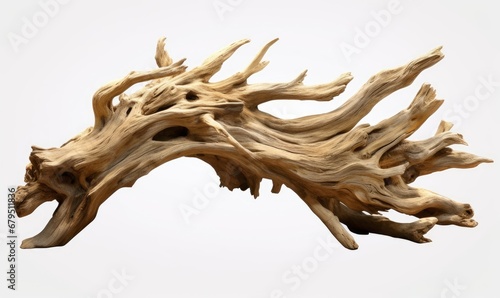 driftwood isolated on white background, old wood, Generative AI photo