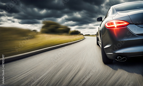 Dramatic motion blur of a car on the road © karandaev