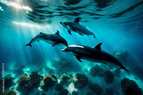 dolphins in the sea © Naila