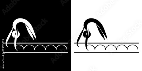 Pictogrammes représentant une gymnaste pratiquant le tumbling sur une piste, une des disciplines des compétitions de la gymnastique.