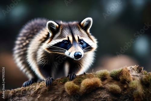 little raccoon in the forest