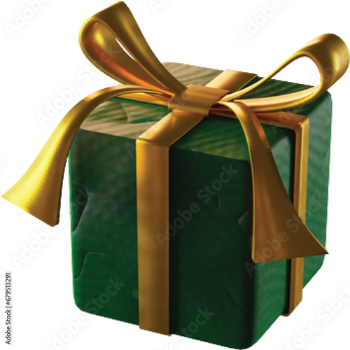 green gift box isolated on transparent background