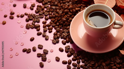 cup of coffee with beans HD 8K wallpaper Stock Photographic Image 