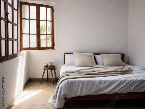 Serene and Stylish Bedroom with Natural Woven Accents