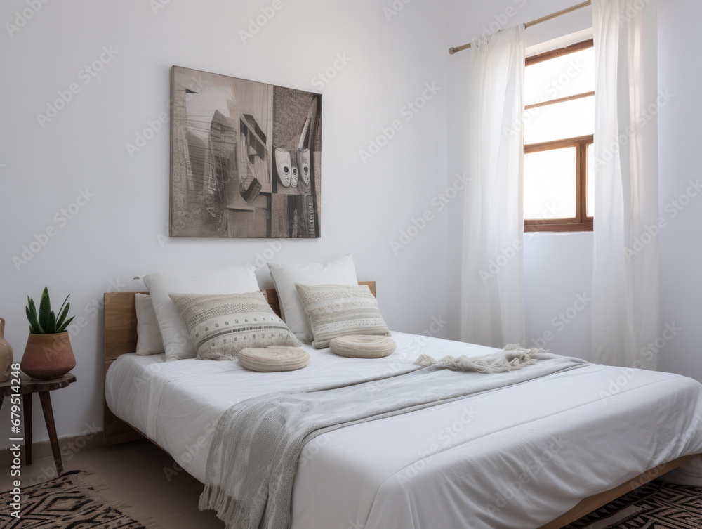 Serene and Stylish Bedroom with Natural Woven Accents Serene and Stylish Bedroom with Natural Woven Accents