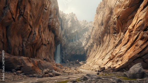 an landslide occurring in an artificial canyon