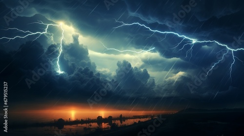 an lightning storm illuminating an artificial night sky