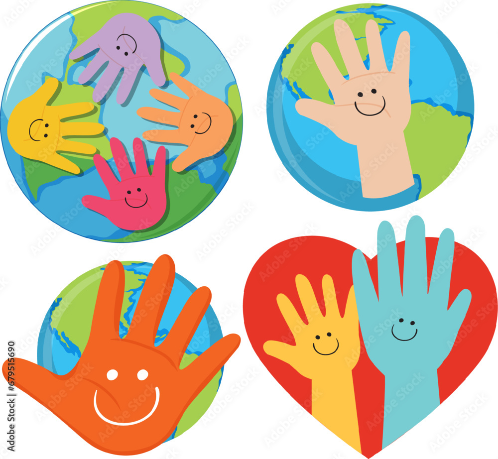 Fototapeta premium Smiling Hands: Vector Cartoon Illustration with Symbol