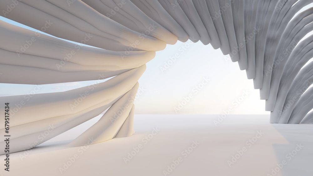 Obraz premium Abstract architecture background arched interior 3d render