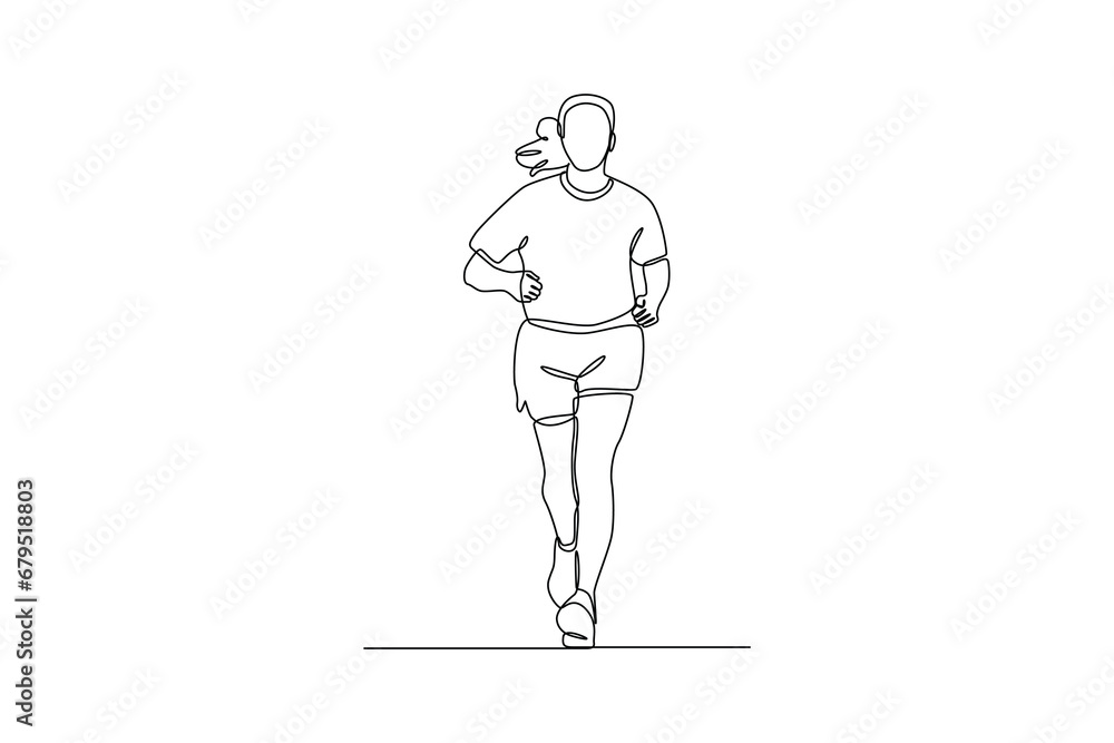 Afternoon jogging woman from front view. Minimalist running sport concept.